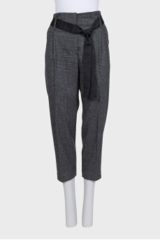 Printed wool and cashmere capri pants