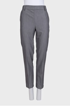 Gray classic straight-leg trousers