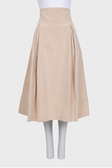 Zip-up midi skirt with belt
