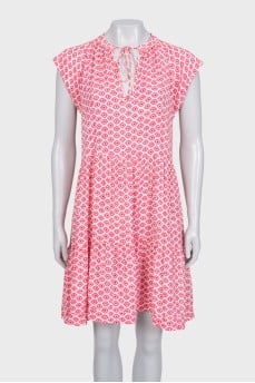 Loose-fitting printed tie-up dress