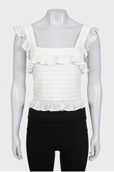 White ruffle top with tag