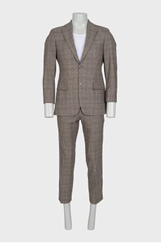 Men's brown checkered suit