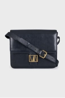 Leather crossbody bag with logo