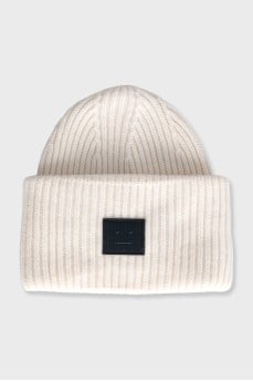 White hat with a brand logo
