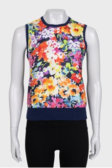 T-shirt with a silk insert in a floral print