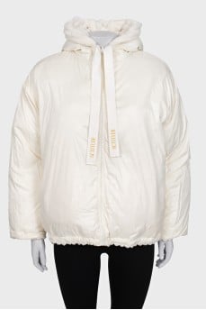 White double-sided zippered down jacket