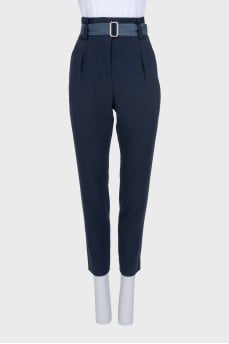 High-waist tapered trousers with a belt