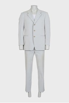 Men's gray suit with straight trousers