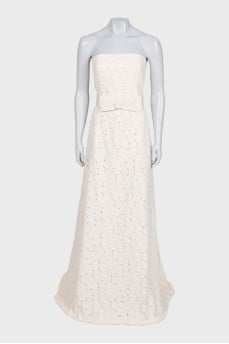 Beige wedding dress