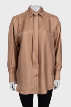Шелковая oversize рубашка с биркой