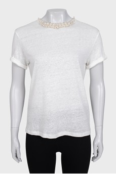 White linen t-shirt with tag