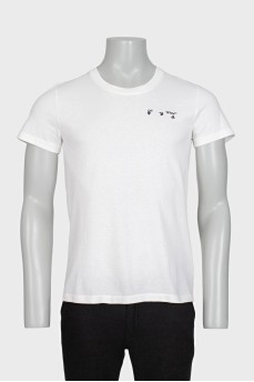 Men's white T-shirt with a signature print