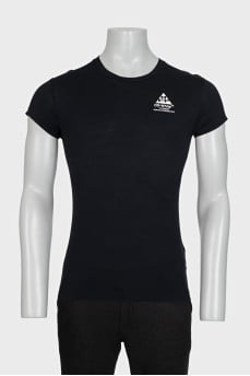 Men's black T-shirt with logo on the back