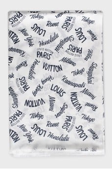 White scarf with signature print