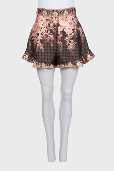 Floral print shorts with frill