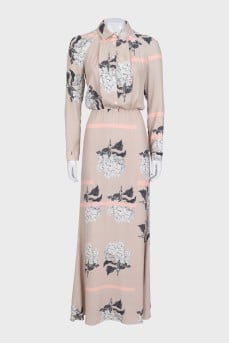 Silk maxi dress in floral print