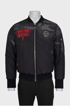 Men's military print bomber jacket