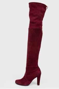 Over the knee boots with lacing at the top