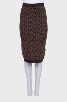 Bodycon skirt in signature print