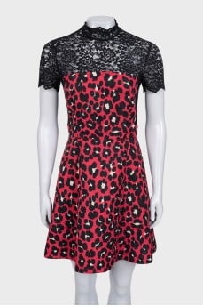 Animal print lace top dress