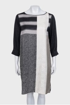 Silk printed loose dress