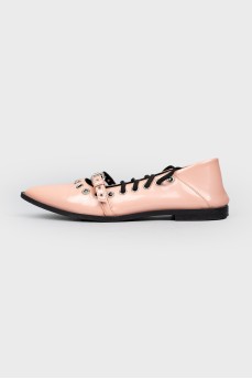 Shoes with laces and buckle