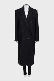 Straight wool coat with buttons