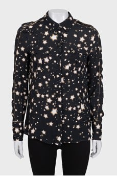 Black blouse with star print