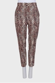 Tapered brown animal print trousers