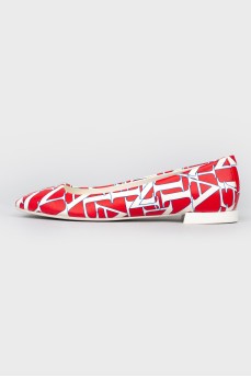 Red and white ballet flats 
