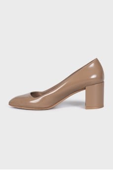 Brown leather high heels