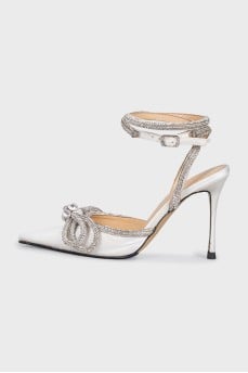 Crystal-embellished heeled slingbacks