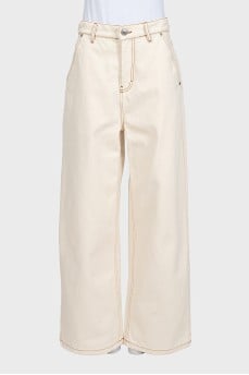 Beige jeans with accent seams