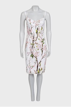 White floral print dress with straps