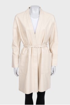 Beige leather coat