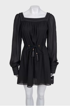 Black dress with tie waist