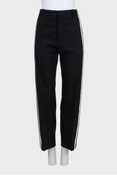 Black wide-leg trousers with stripes
