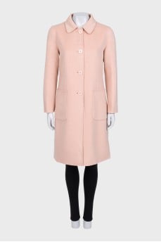 Pink straight-cut coat with tag