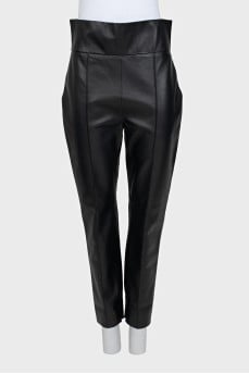 High-waisted leather pants