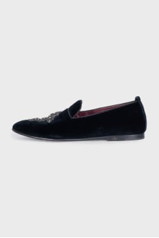 Men's velvet loafers with crystals