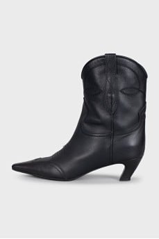 Black leather Cossack boots with a long toe