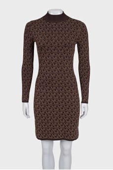 Brown dress with signature print