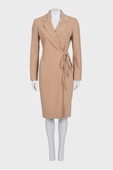 Brown dress with a belt and tag