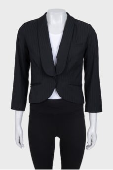 Cropped striped jacket with a button