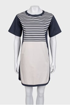 Blue dress with striped print