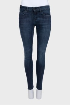 Mid-rise blue skinny jeans