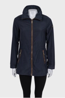 Blue jacket with a hidden hood