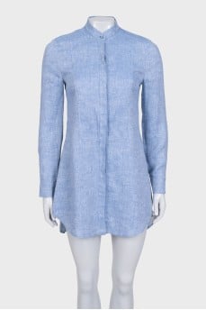 Linen blue fitted dress