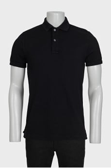 Men's black straight-cut polo shirt