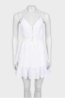 White sundress with straps and buttons